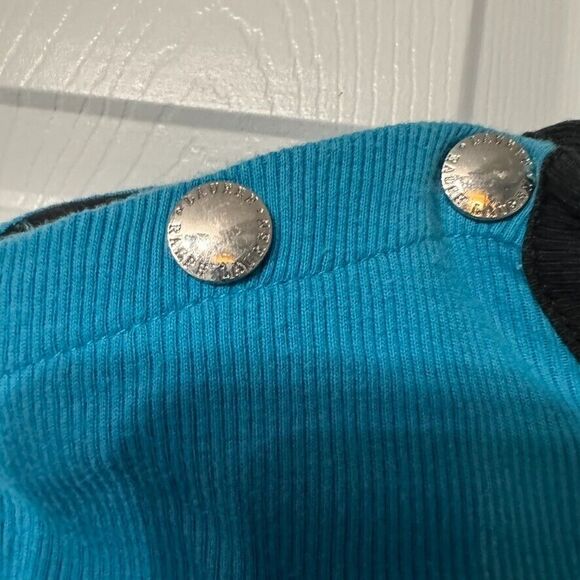 Lauren Ralph Lauren XL Striped Knit Top 3/4 Sleeve Cotton Button Shoulder Fitted - Picture 3 of 9